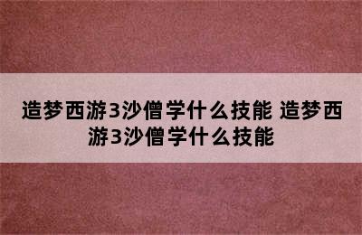 造梦西游3沙僧学什么技能 造梦西游3沙僧学什么技能